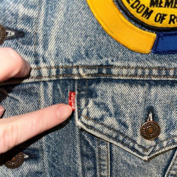 Vintage 80s Levi's Men's Harley Davidson Denim Motorcycle Jacket L with Patches - Picture 5 of 16